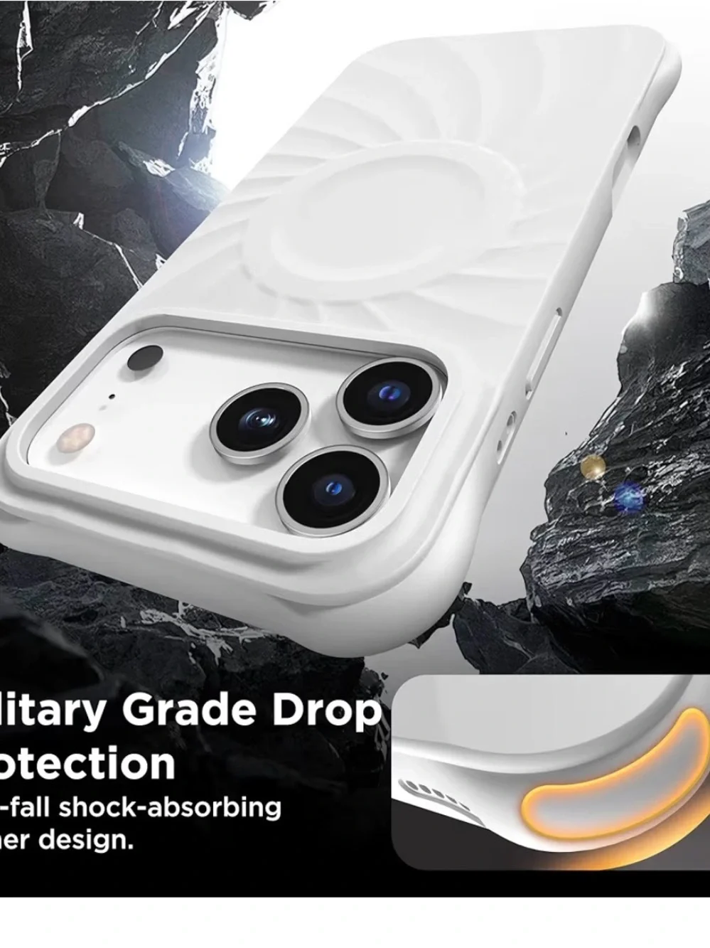 White iPhone 17 Pro Max Magnetic Shockproof Case with Screen Protector NEW